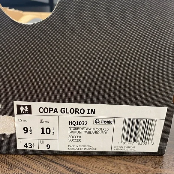 Adidas Copa Gloro IN Indoor Soccer Shoes Gray White Gum HQ1032 Men's Sz - Picture 10 of 11